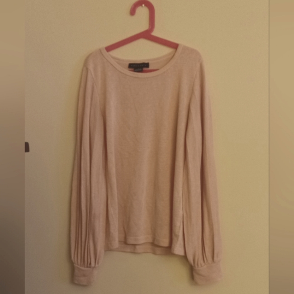 Anthropology Sanctuary pink puff sleeve top